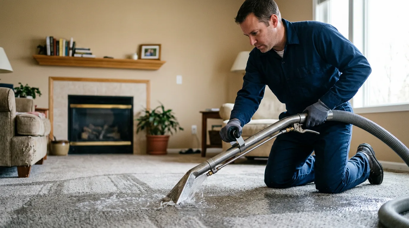 Water damage restoration technician working near Albert, KS